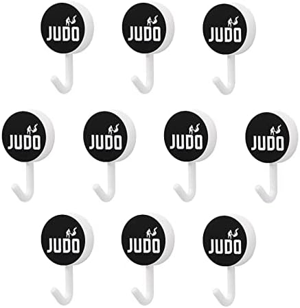 עיצוב ג'ודו עגול ווים פלסטיק שימוש חוזר ווים דבק תלייה ווים לקיר לחדר אמבטיה מטבח 10 חבילות
