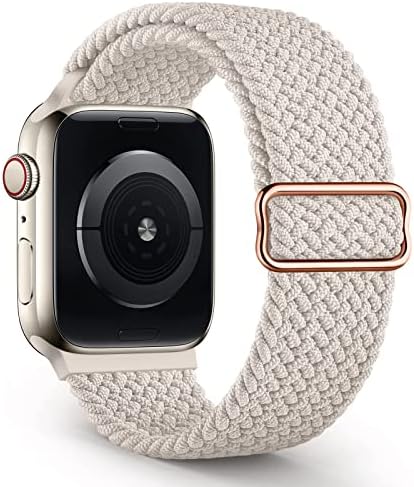 רצועת שעונים מתכווננת מתכווננת מקומית ללהקת Apple Watch 38 ממ 40 ממ 41 ממ נשים וגברים, רצועות אלסטיות ניילון רכות סולו לולאה סוללות לסדרה