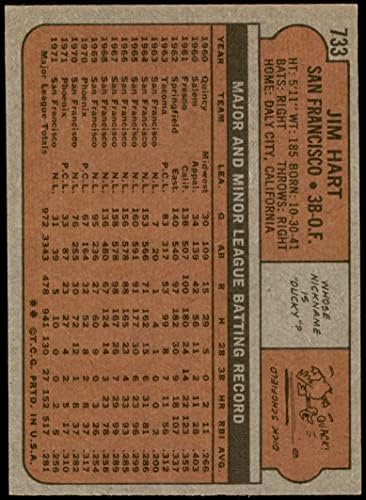 1972 Topps 733 ג'ים ריי הארט סן פרנסיסקו ענקים VG/Ex Giants