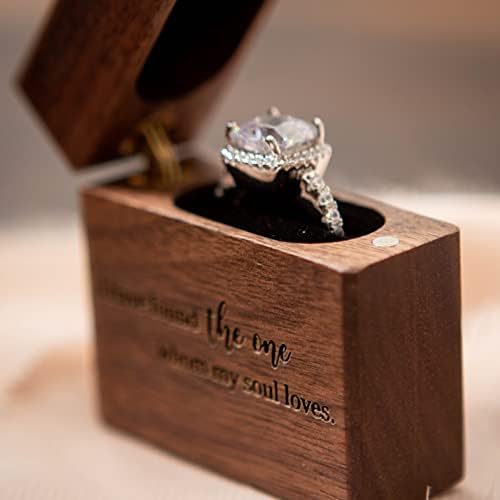 Muujee מצאתי את קופסת טבעת האירוסין הדקה - קופסת טבעת עץ חרוטה לטקס חתונה, הצעת אירוס