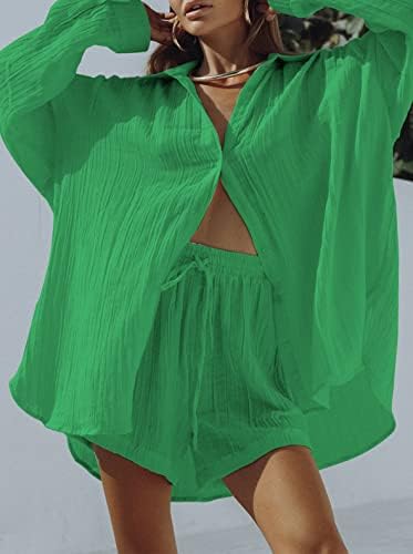 נשים טולני נשים מזדמנות 2 תלבושות קיץ חולצות שרוול ארוכות ומערכות אימונית מכנסיים קצרים
