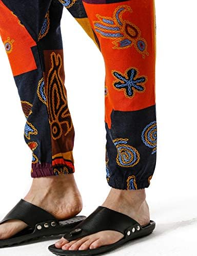 מכנסי דפוס דפוס רטרו מזדמנים של Lucmatton מכנסיים עם מותניים אלסטיים