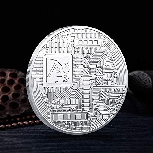 מטבע דקורטיבי אספני מצופה כסף עם מלאכת ביטקוין דיגיטלית מגנה