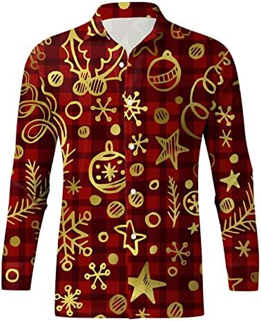 חולצות גברים XXBR לחג המולד, כפתור למטה חג המולד סנטה קלאוס צווארון 3D הדפס דיגיטלי הדפס דיגיטלי חולצה מעצבת שרוול ארוך