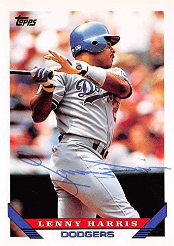 מחסן חתימה 621389 לני האריס כרטיס בייסבול עם חתימה - לוס אנג'לס דודג'רס, 67-1993 טופפס מס '177 כדורים