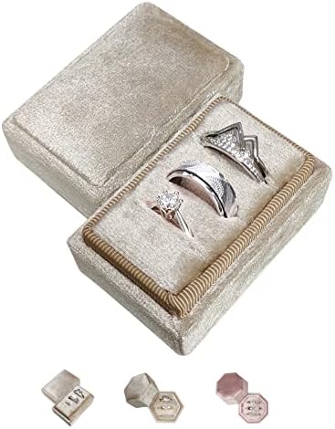 3 חריצים, קטיפה טבעת תיבה, מלבן עגיל טבעת תיבת אחסון, קטן תכשיטים בעבודת יד טבעת תיבה, מתנות בציר תכשיטי ארגונית לחתונה, טקס, אירוסין,