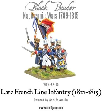 שחור אבקת נפוליאון מלחמות מאוחר צרפתית קו חיל רגלים 1812-1815 צבאי שולחן למעלה פלסטיק דגם ערכת-פר-10