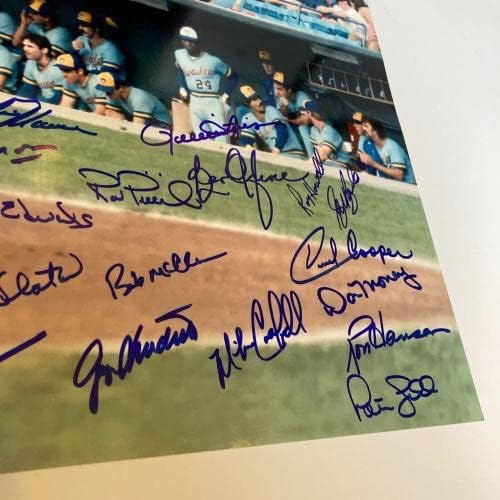1982 מילווקי ברוארס קבוצת אלופי הליגה האמריקאית חתמה 11x14 תמונה JSA COA - תמונות MLB עם חתימה