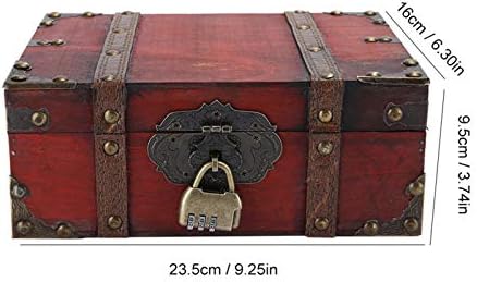 תיבת אחסון מעץ רטרו סגנון שולחן עבודה קופסת אחסון לחזה תכשיטי אוצר דקורטיבי עם מנעול