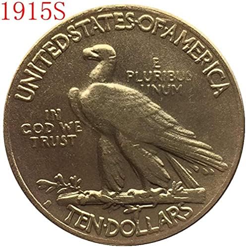 מטבע אתגר 24-k מצופה זהב 1915-S $ 10 $ זהב הודי חצי נשר מטבע עותק קופיקולציה מתנות אוסף מטבעות
