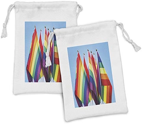 סט כיס גאווה לונא -נדיב סט של 2, אהבה זוכה בתמונה עם נושאים של דגלי הקשת הלהטבים הקטנים של קשת זכויות החברה ההומוסקסואלית, תיק משיכה קטן